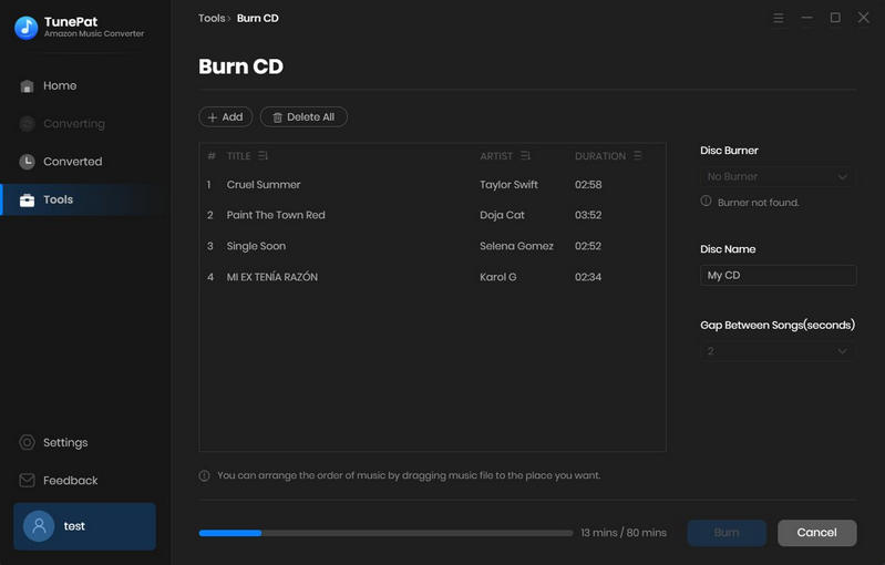 burn the converted Amazon Music to CD