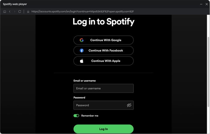 Log in Spotify account on TunePat