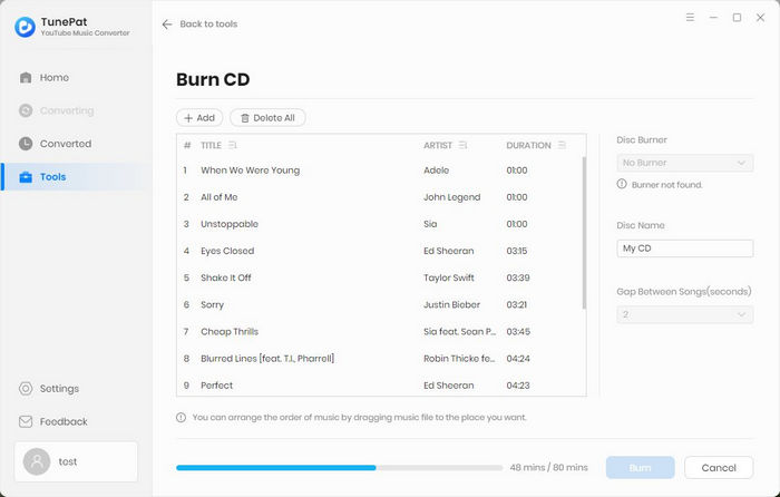 burn CD with TunePat