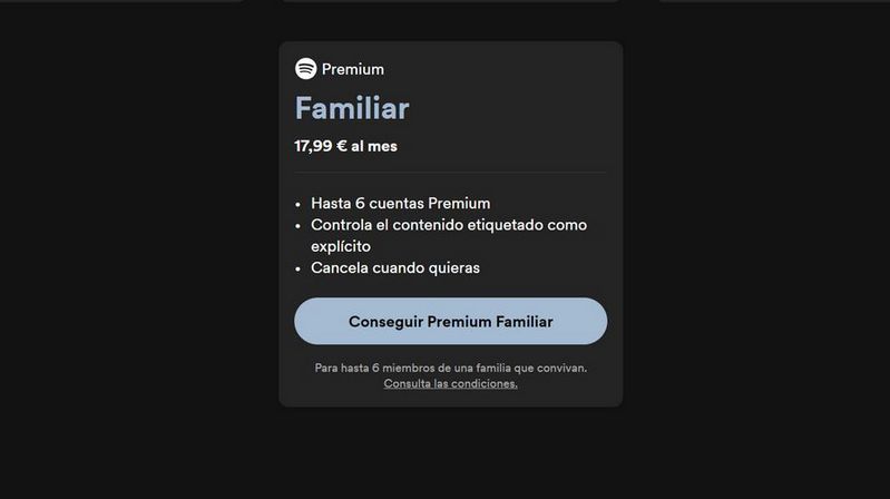 unirse al plan familiar premium de Spotify