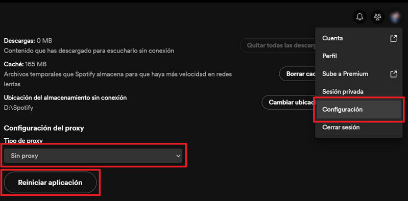 servidor proxy spotify