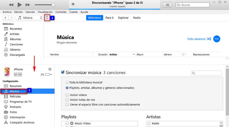 transferir música de Spotify al iPhone