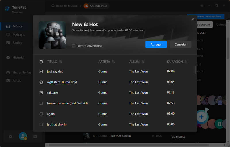 Agregar música de SoundCloud a TunePat