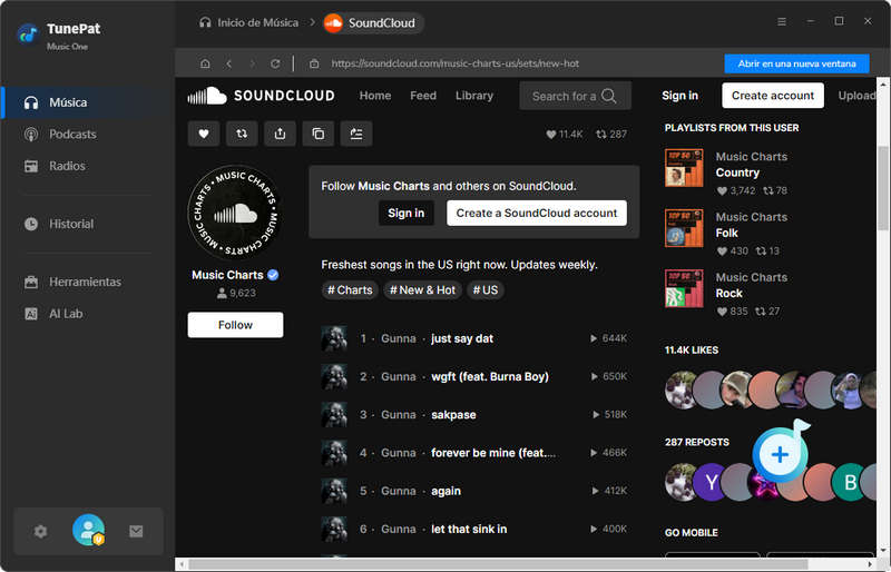 Agregar música de SoundCloud a TunePat