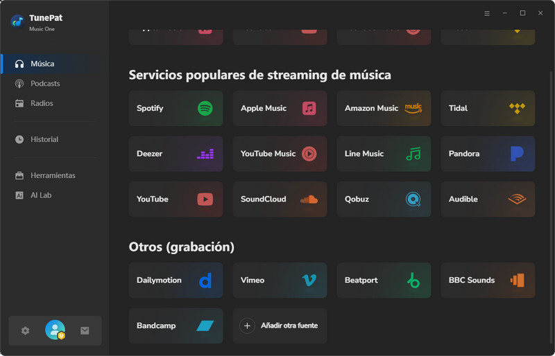 elegir entrada de youtube music