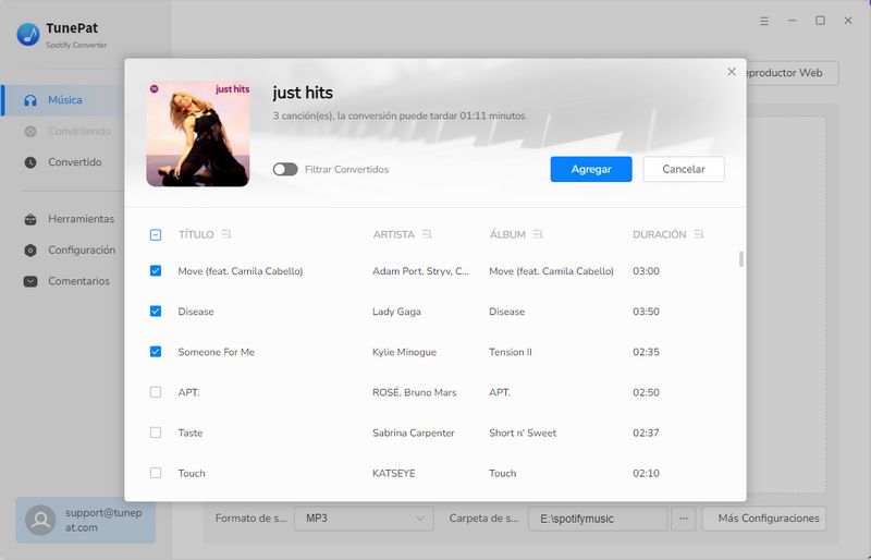 Agregar canciones de Spotify a TunePat