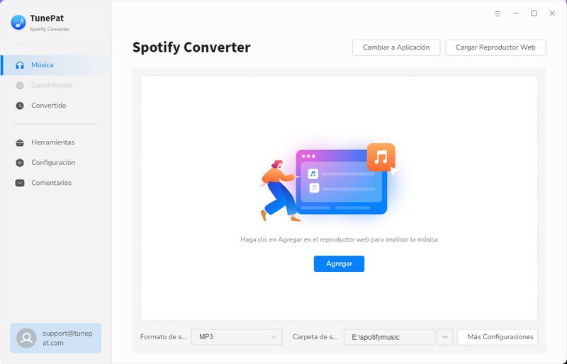 tunepat convertidor de spotify modo reproductor web