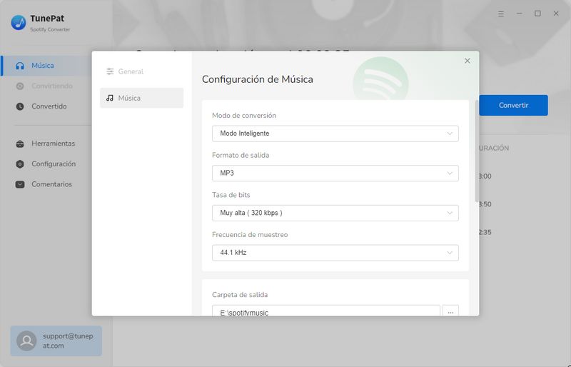 Personalizar configuración de salida