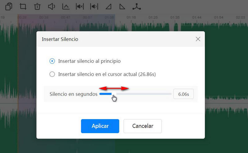 insertar silencio al archivo de audio