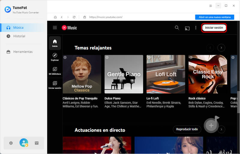 Inicia sesión en tu cuenta de YouTube Music