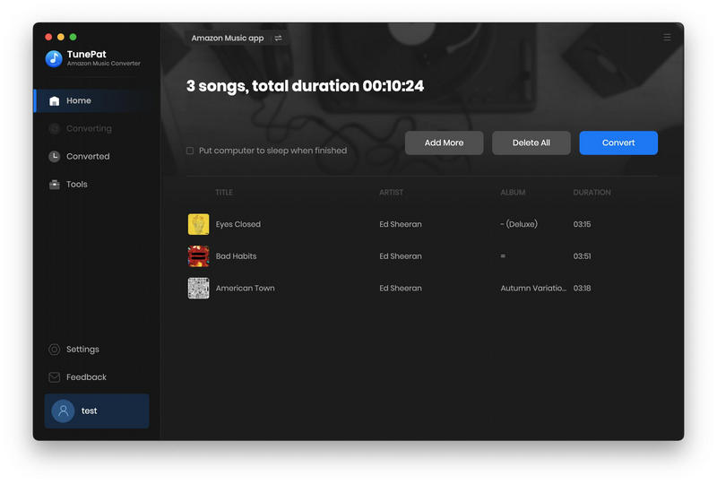 Add Amazon Music, playlist or album to TunePat Mac