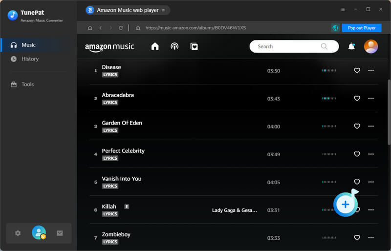Add Amazon music songs to tunepat