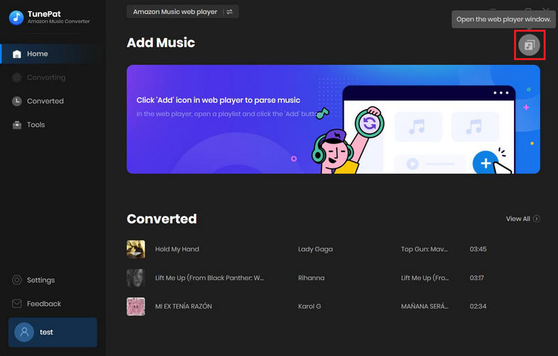 popup amazon music web player