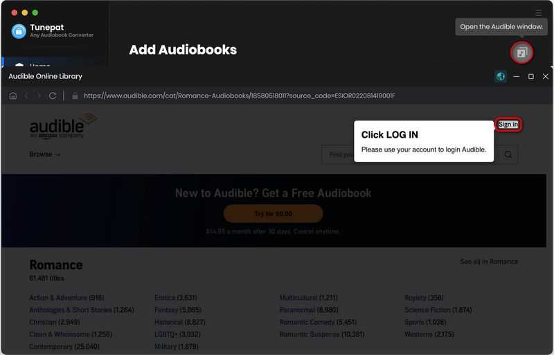 sign in to your Audible account