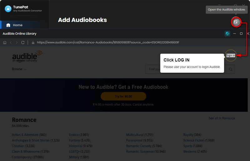 sign in to Audible