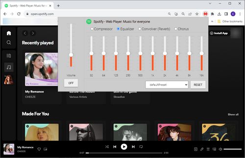 Spotify Equalizer Chrome