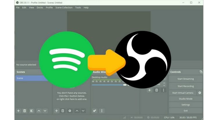 add spotify music to obs