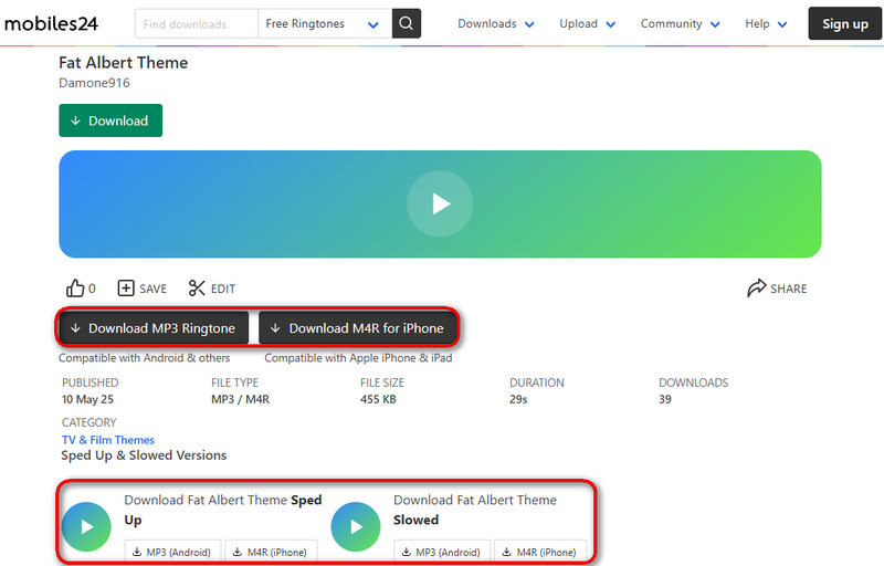 Mobiles24 Online Anime Ringtones Downloader
