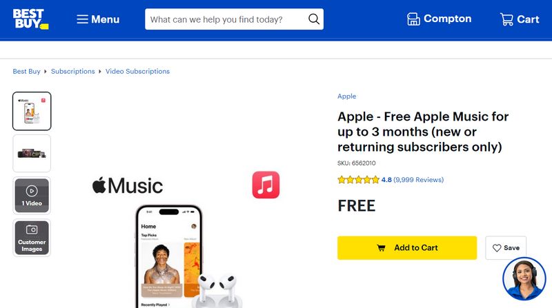 get apple music free via best buy