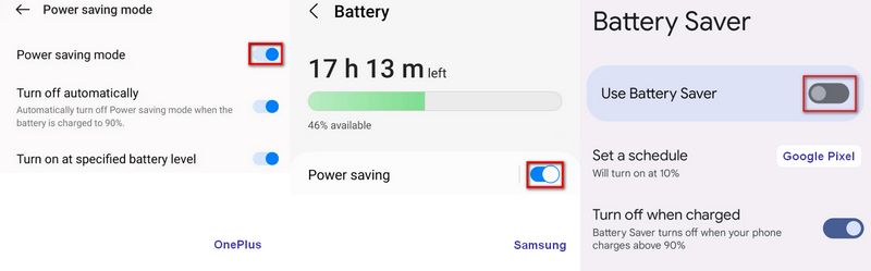 turn off battery saving android