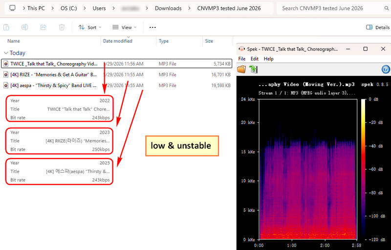 cnvmp3 audio quality analysis