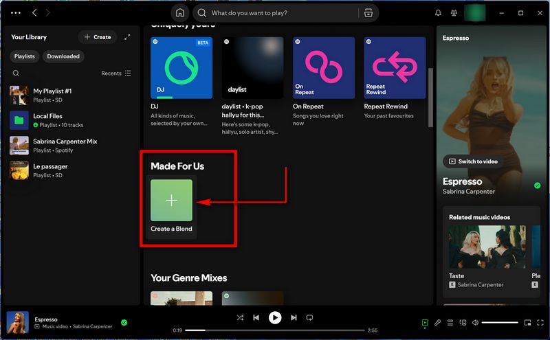create a blend playlist