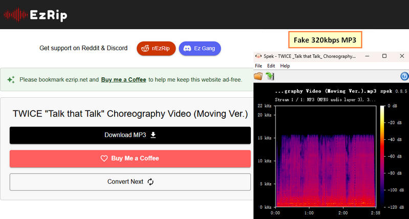 EzRip audio quality analysis