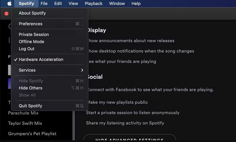 hardware acceleration Spotify Mac