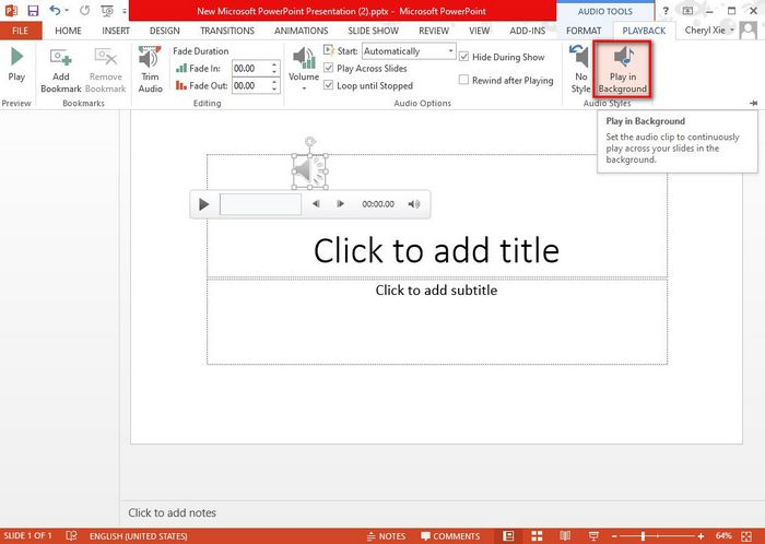 play youtube music in background on powerpoint