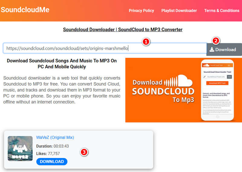 Descargador de playlists de SoundCloud