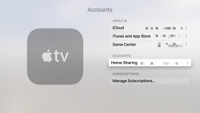 set up Home Sharing on Apple TV