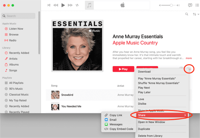 share apple music playlists on mac