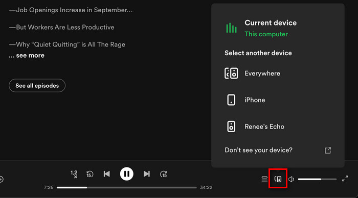 Spotify active device