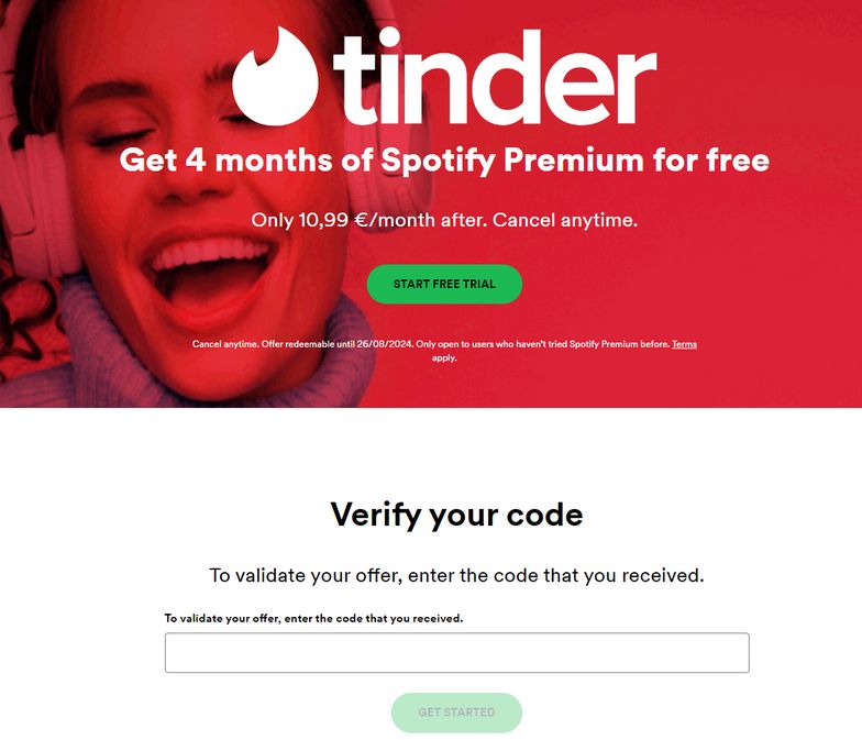get spotify premium free via tinder