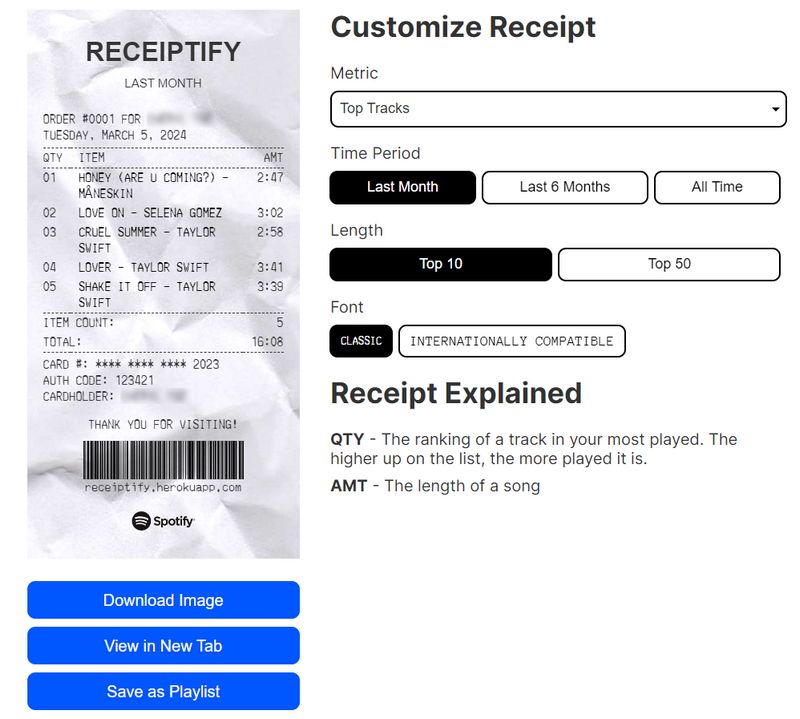 generate your spotify receipt