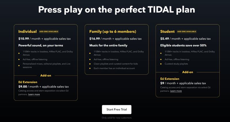 Tidal free trial