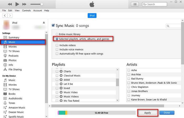 sync spotify songs to ipod with iTunes