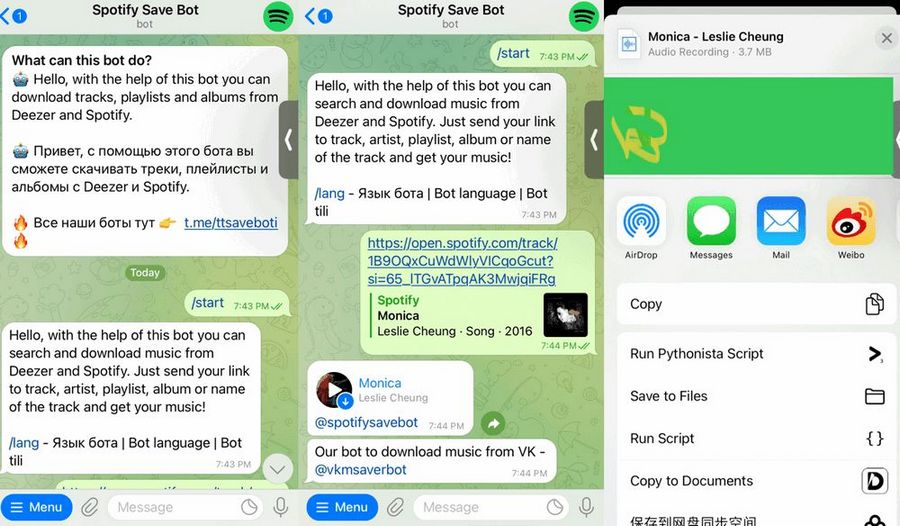 download spotify with Spotify Telegram bots