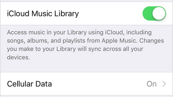 turn on icloud music library