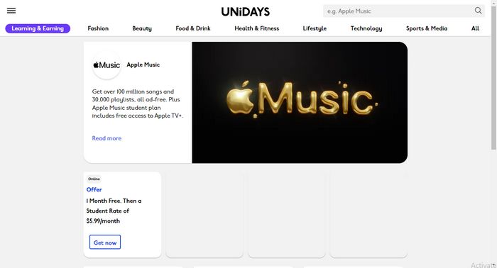 UNiDAYS website verify apple music