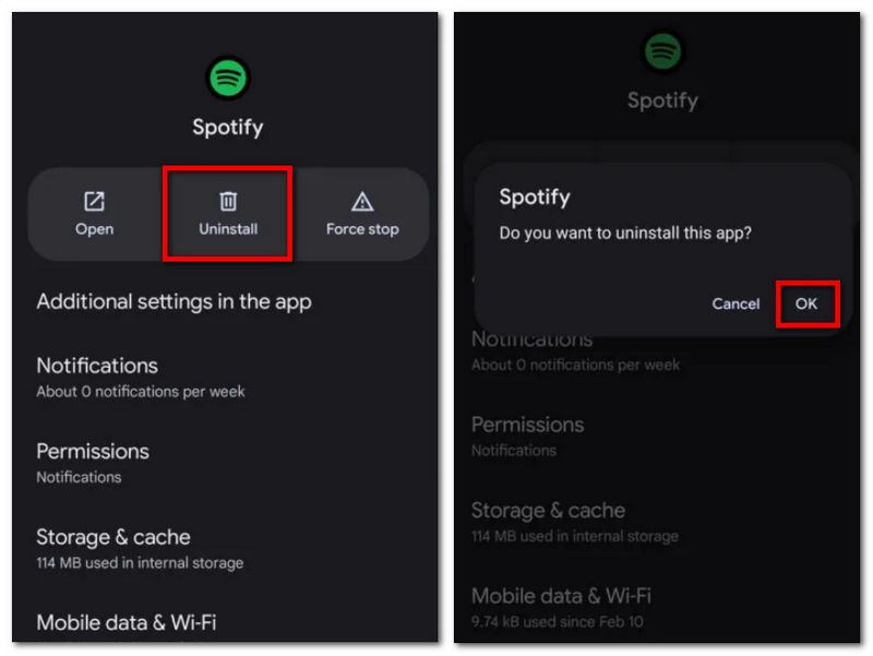 uninstall spotify on android