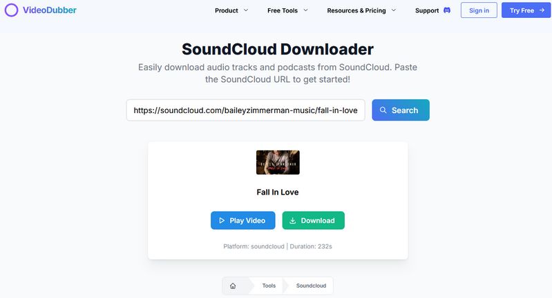 VideoDubber SoundCloud Downloader