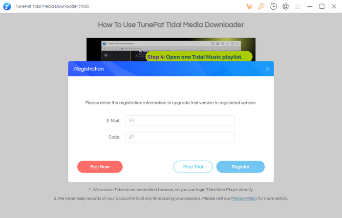 Register TunePat Tidal Media Downloader