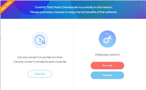 TunePat trial version limits