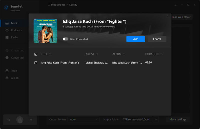 add Hindi songs to TunePat