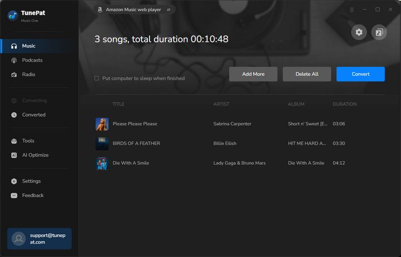 select Amazon Music songs to download