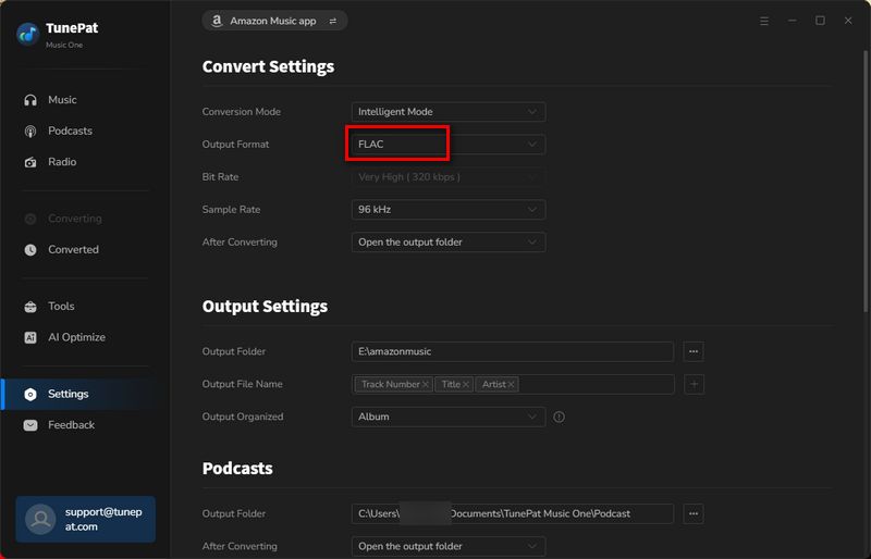 change output format as flac