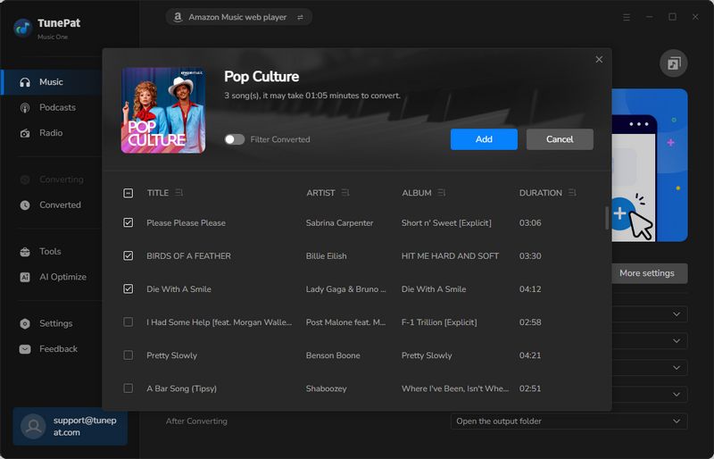 add Amazon Music to TunePat to convert