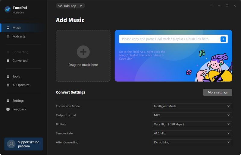 output settings tidal songs