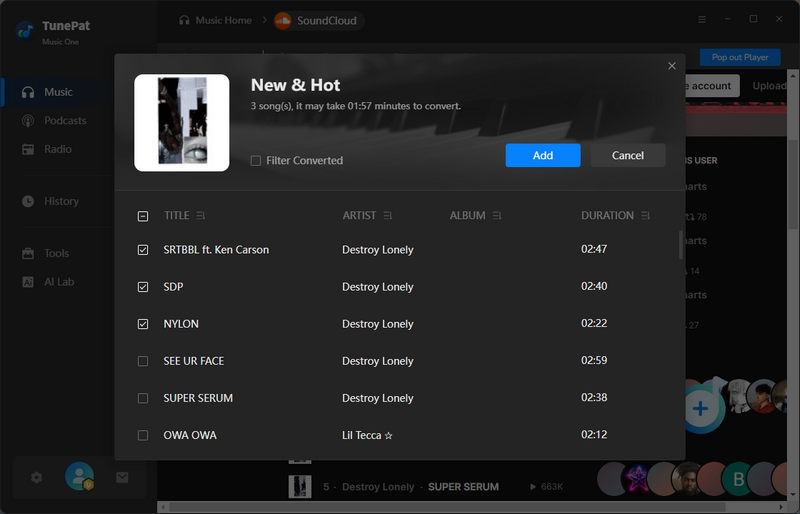 add soundcloud to tunepat